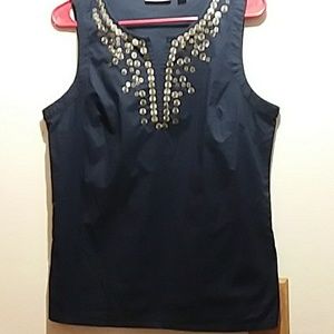 Sleeveless cotton embellished shirt